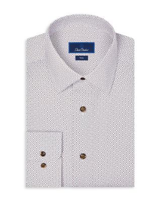Trim Fit Geometric Print Cotton Dress Shirt