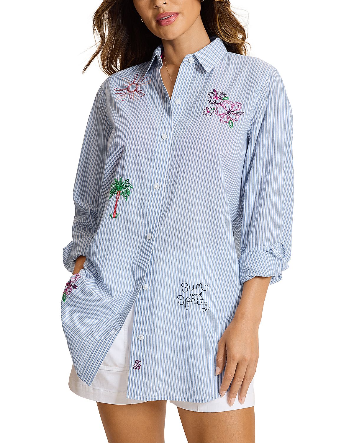 Tommy Bahama Summer Embroidered Boyfriend Shirt