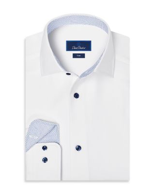 Trim Fit Herringbone Contrast Dress Shirt