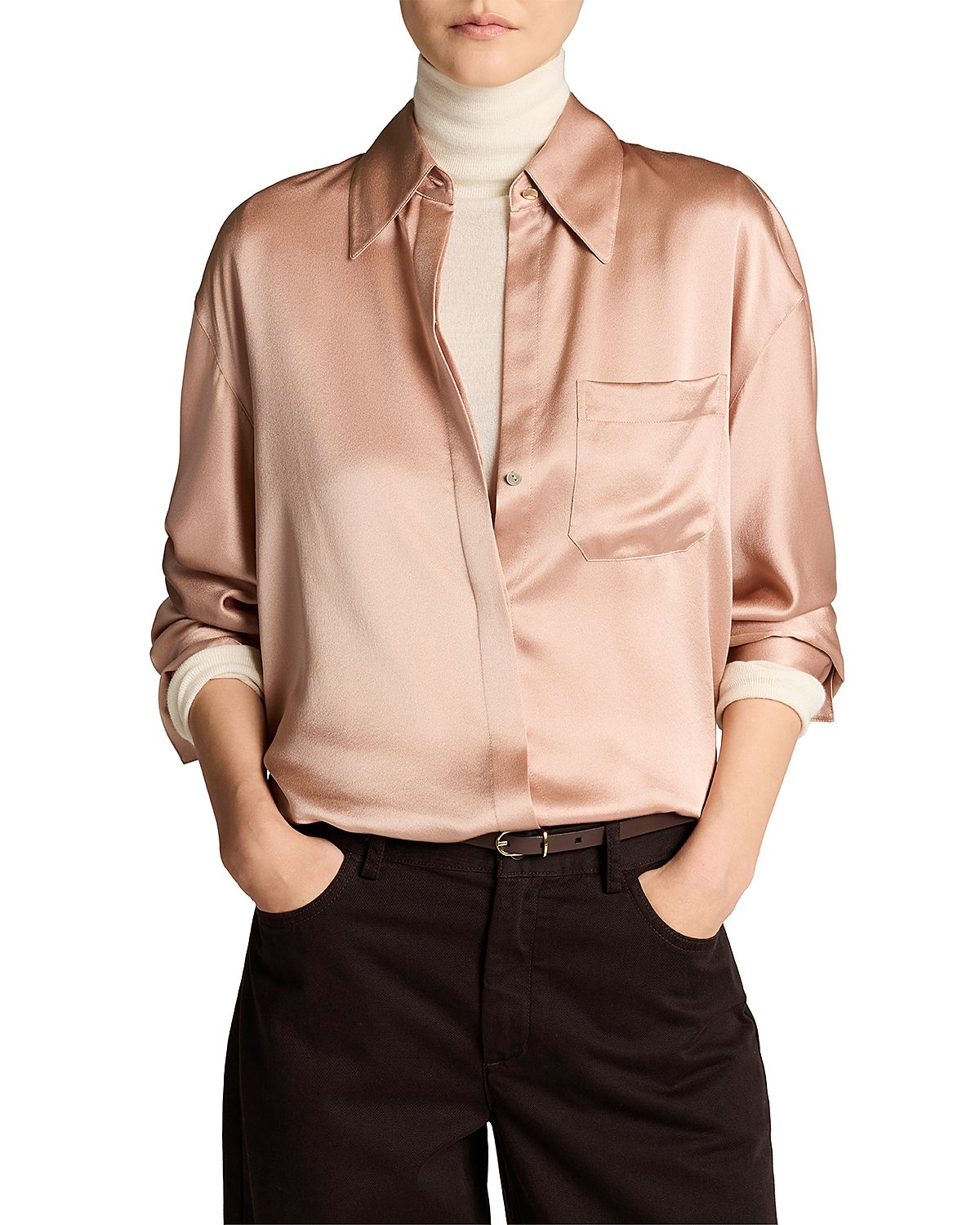 Vince Silk Long Sleeve Dolman Shirt