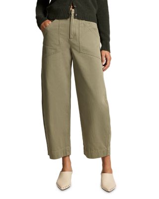 Washed Cotton Mid Rise Utility Pants