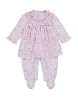 Girls' Bows Print Smocked Footie Dress - Baby