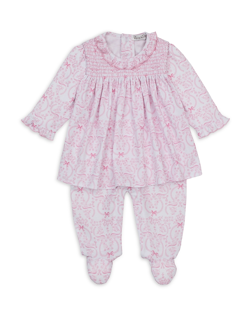 Kissy Kissy Girls' Bows Print Smocked Footie Dress - Baby