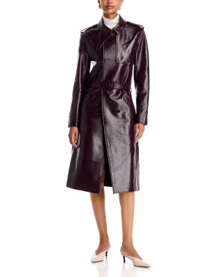 Vinyl Faux Leather Trench Coat