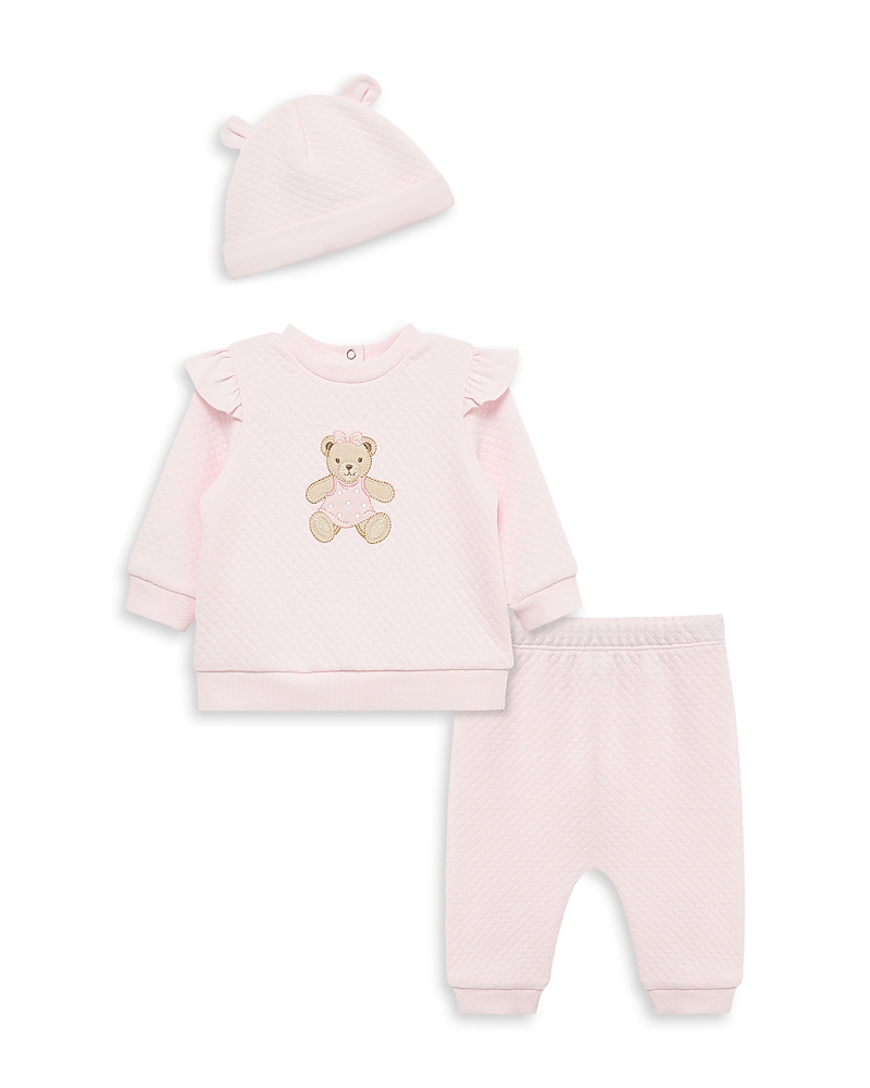Little Me Girls' Bear Quilted Top, Hat & Pants Set - Baby