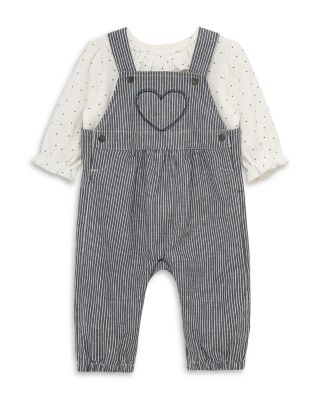 Girls' Top & Striped Heart Overalls Set - Baby