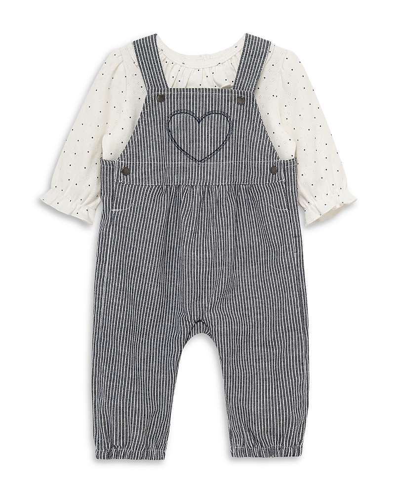 Little Me Girls' Top & Striped Heart Overalls Set - Baby