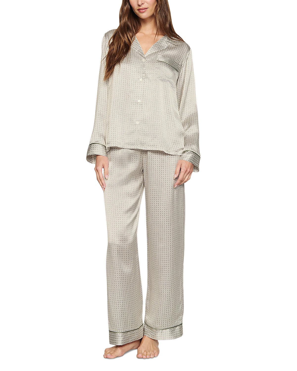 Eberjey Inez Printed Washable Silk Long Pajama Set