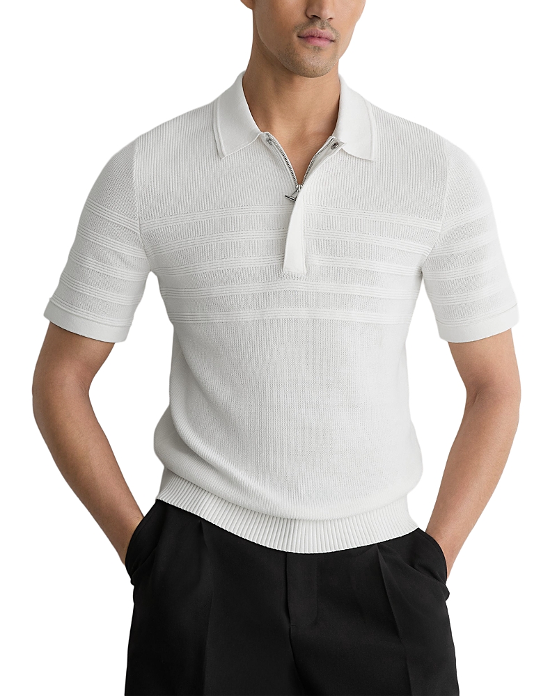 Reiss Falklands Slim Fit Concealed Half Zip Polo Shirt