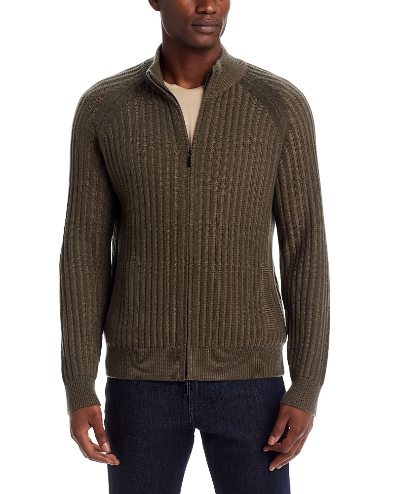 The Men's Store at Bloomingdale's Ribbed Wool Blend Zip Sweater - Exclusive
