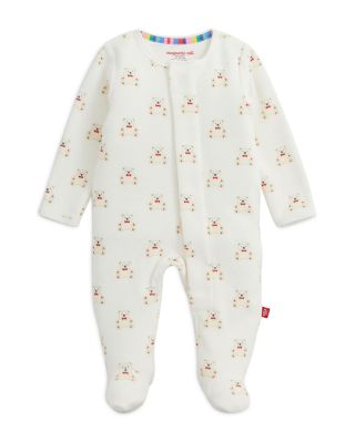 Boys Teddy Bows Velour Footie - Baby