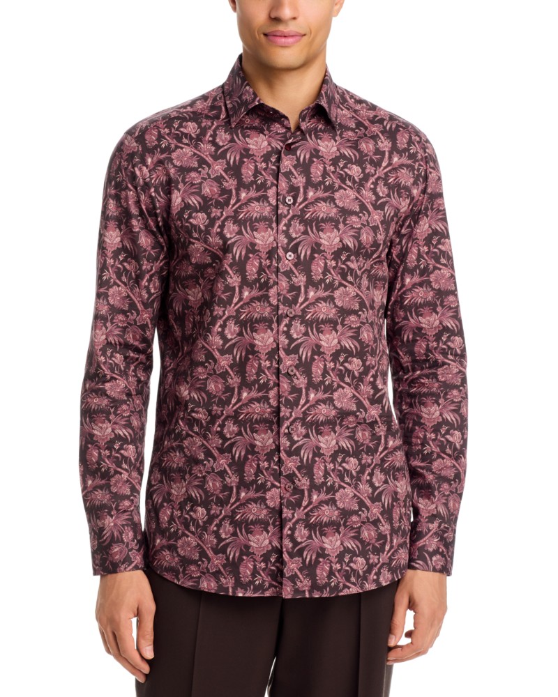 Etro Paisley Print Cotton Blend Shirt in Printed Bordeaux Base