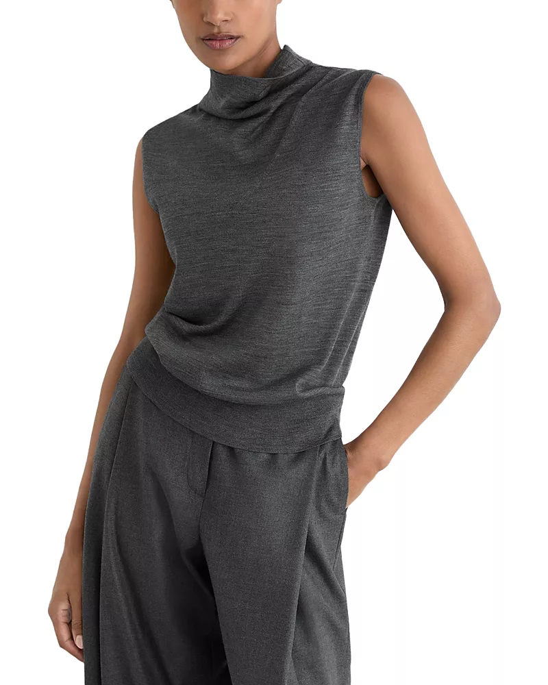 Reiss Honey Wool Funnel Neck Sweater