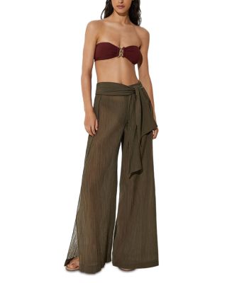 Gemma Cotton Blend Pliss&eacute; Swim Cover-Up Pants