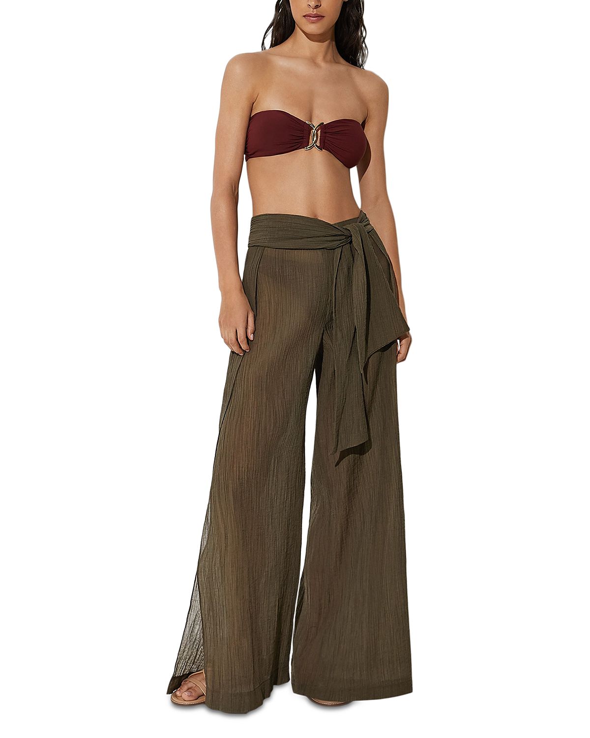 Reiss Gemma Cotton Blend Plisse Swim Cover-Up Pants