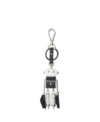 Robot Saffiano Leather Keychain Charm