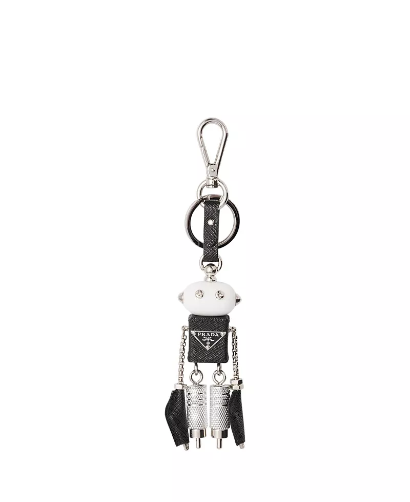 Prada Robot Saffiano Leather Keychain Charm
