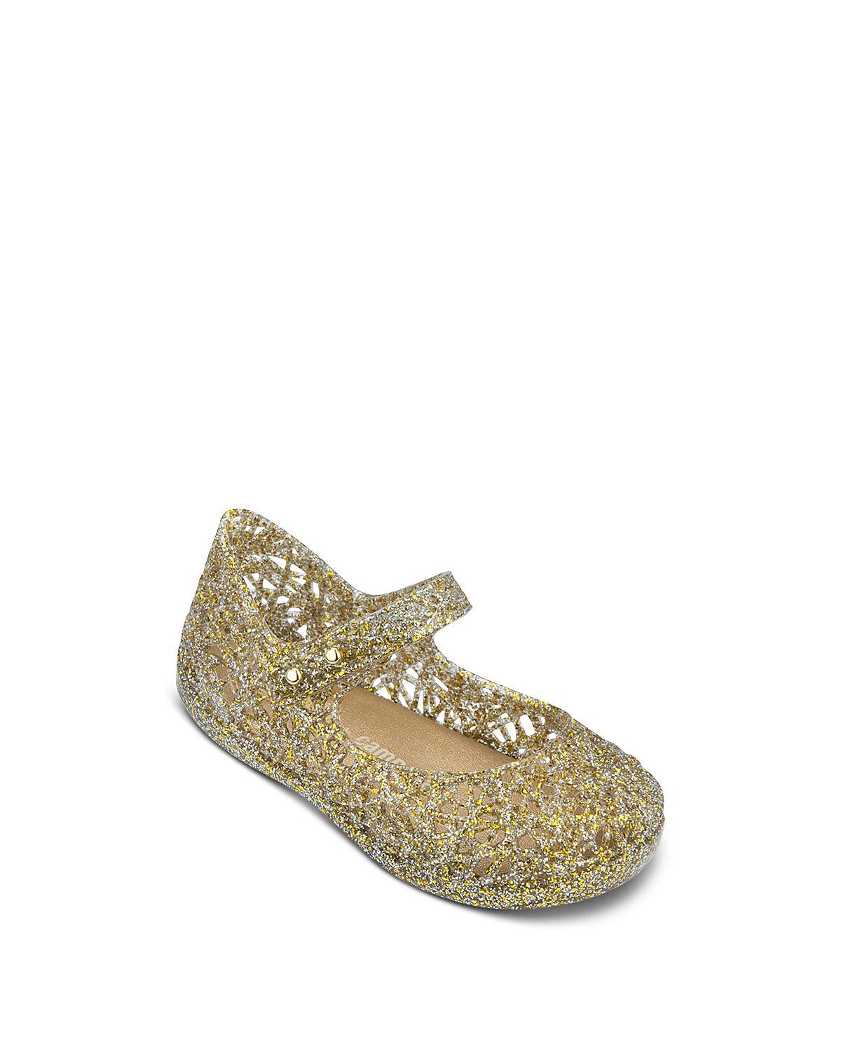 Mini Melissa Girls' Campana Glitter Zigzag Mary Jane Flats - Walker, Toddler