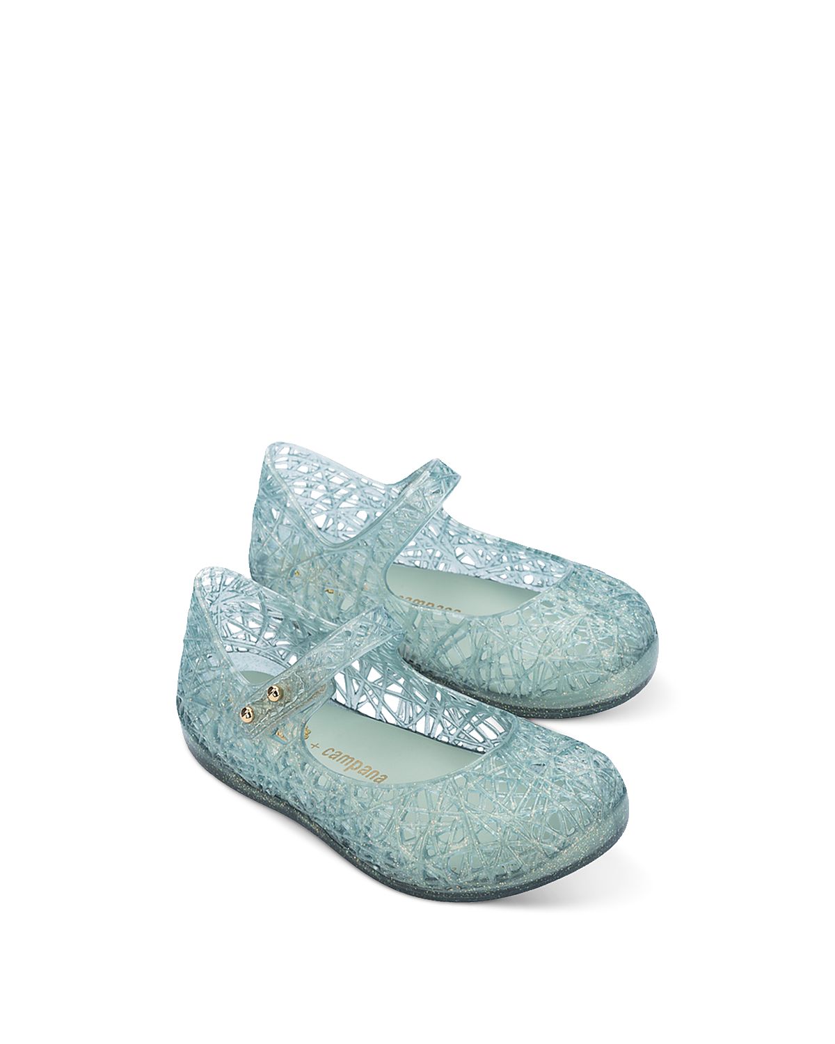 Mini Melissa Girls' Campana Glitter Zigzag Mary Jane Flats - Walker, Toddler