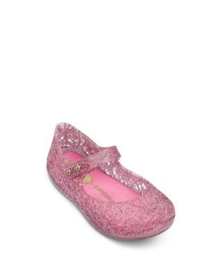 Mini Melissa Girls' Campana Glitter Zigzag Mary Jane Flats - Walker, Toddler