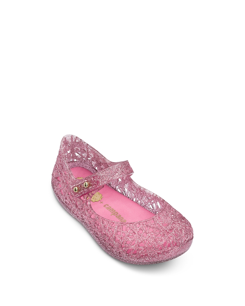 Mini Melissa Girls' Campana Glitter Zigzag Mary Jane Flats - Walker, Toddler