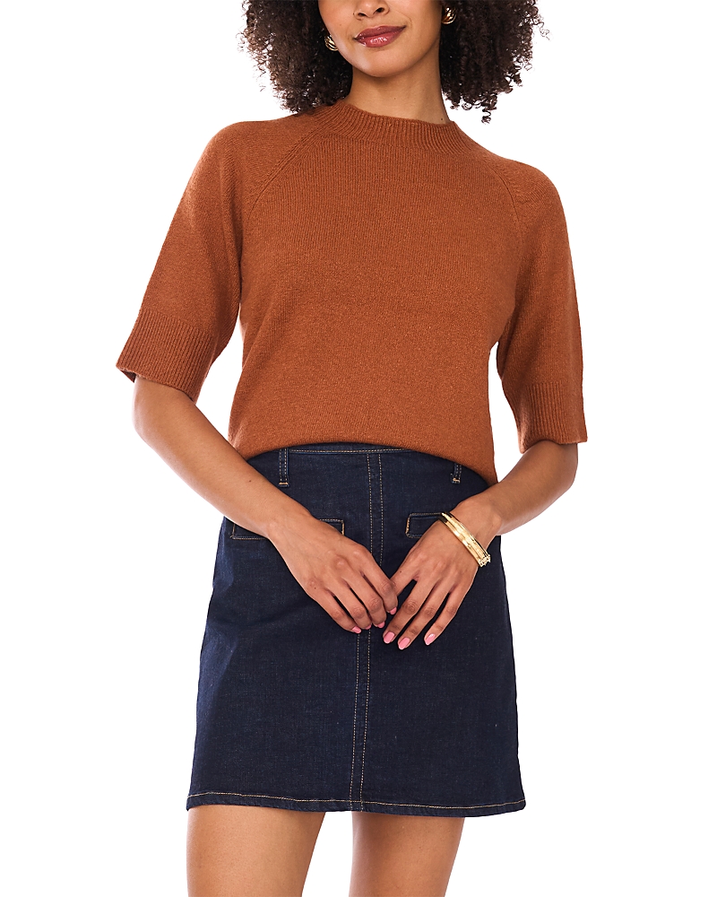 Vince Camuto Short Sleeve Raglan Mock Neck Sweater