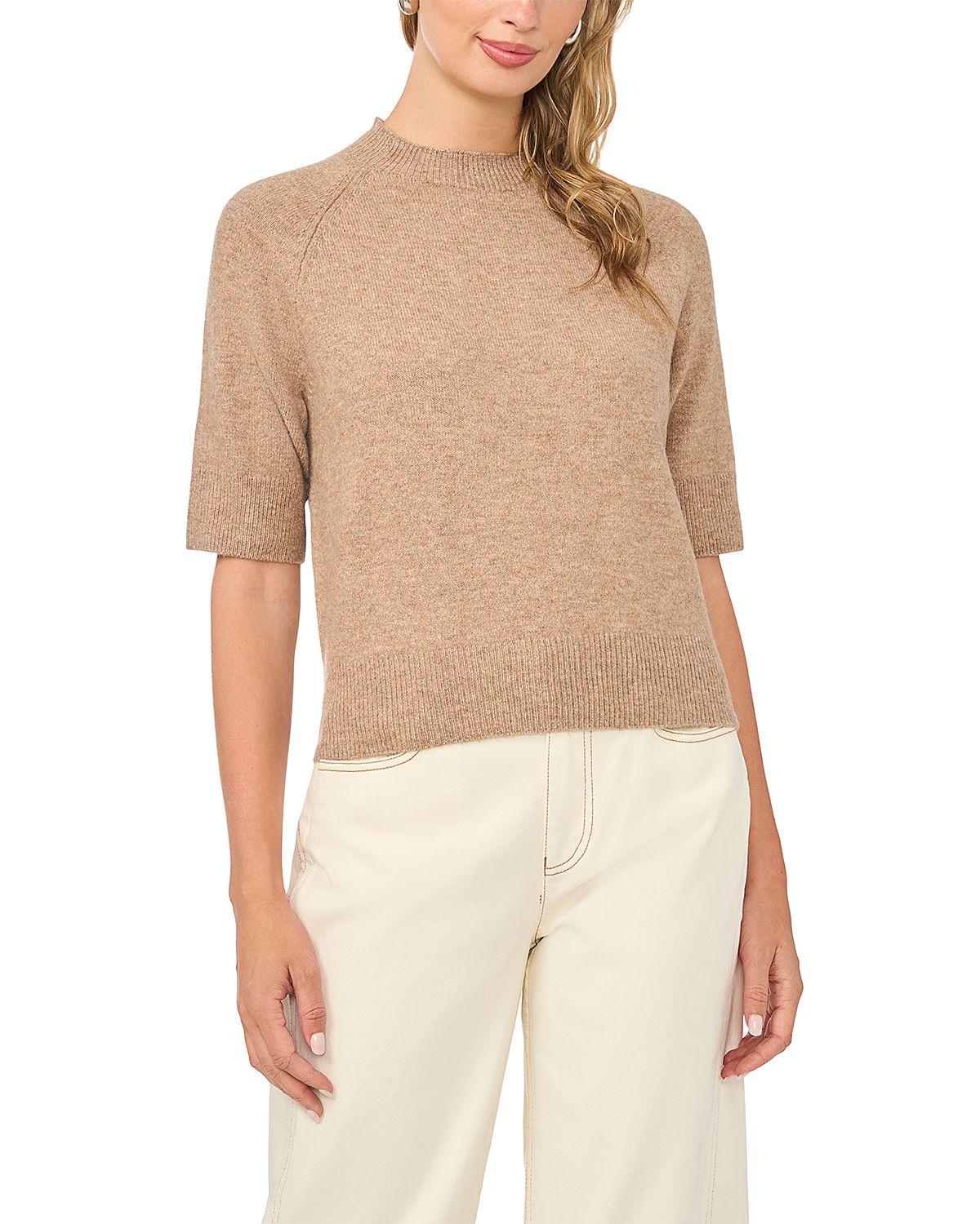 Vince Camuto Short Sleeve Raglan Mock Neck Sweater