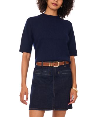 Short Sleeve Raglan Mock Neck Sweater
