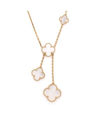  Magic Alhambra 6 Motifs Necklace 18K Gold and Mother of Pearl, 16.5"