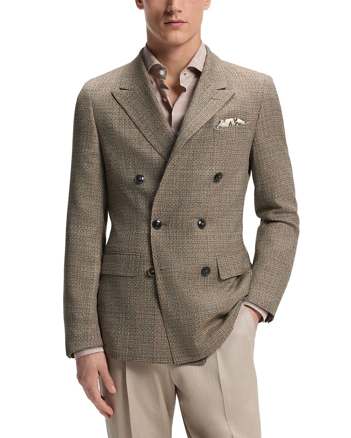 Boss L-Jeff Double Breasted Silk Blend Sport Coat