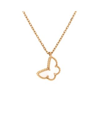  Sweet Alhambra Butterfly Pendant Necklace 18K Gold and Mother of Pearl, 15.75"