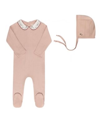  Unisex Embroidered Collar Collection Footie + Bonnet - Baby