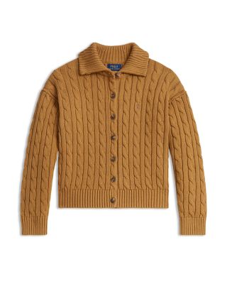 Girls' Cable Knit Collared Cardigan - Big Kid