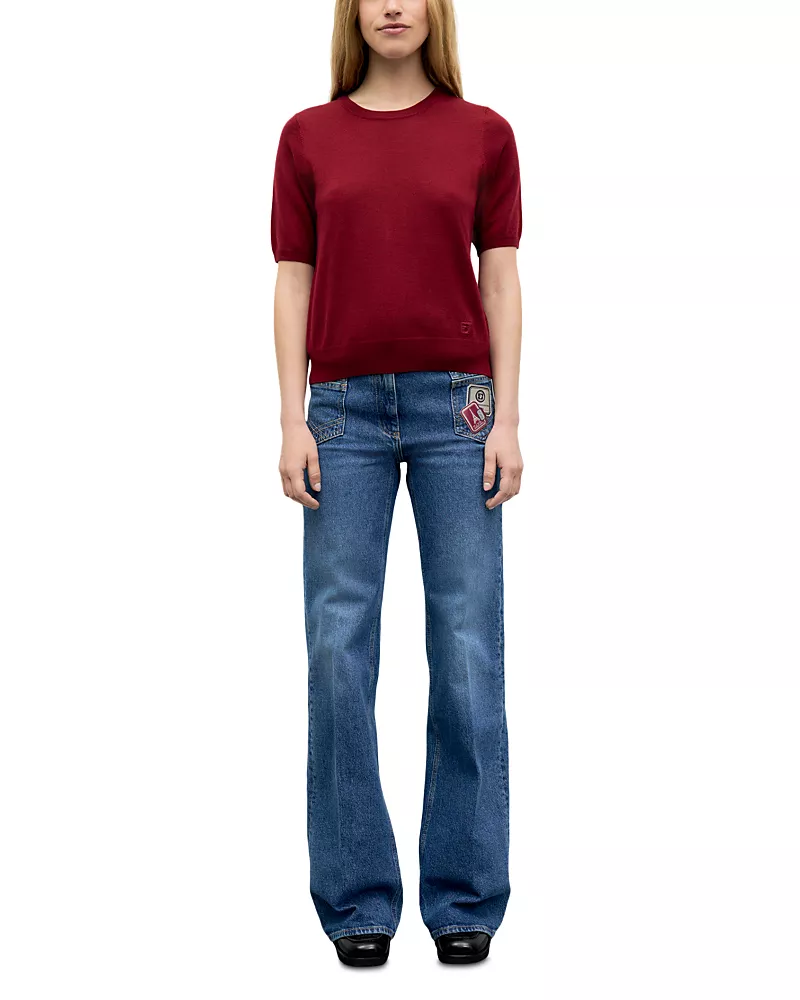 Gerard Darel Reine Merino Wool Short Sleeve Sweater