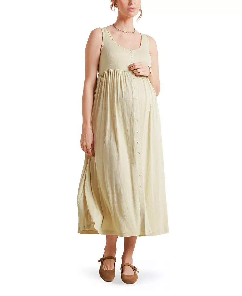 Nom Maternity Ribbed Modal Henley Maternity & Nursing Dress