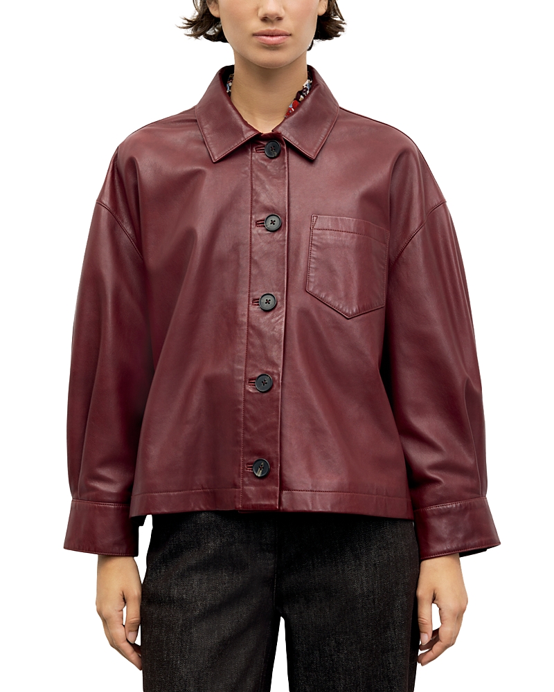 Gerard Darel Penny Leather Button Front Jacket