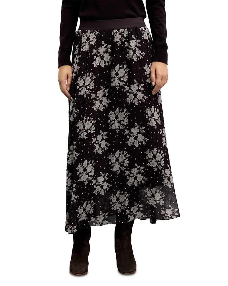 Gerard Darel Tessy Printed Pull On Midi Skirt