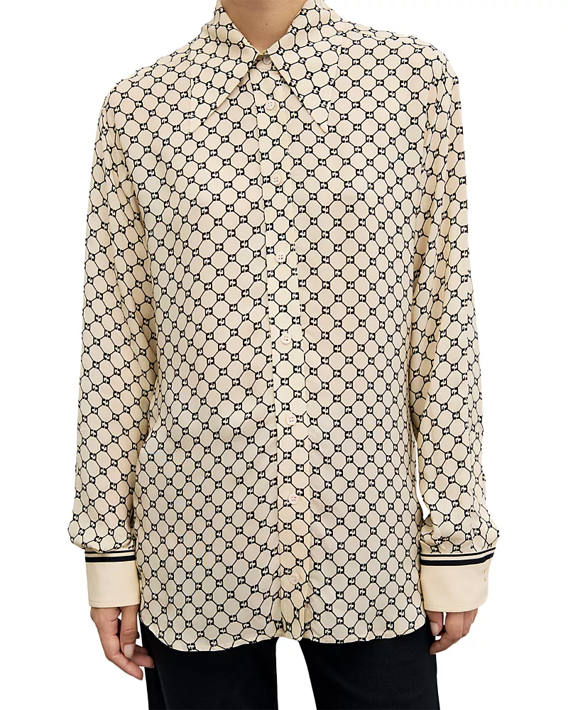 Gerard Darel Jimi Printed Button Front Blouse