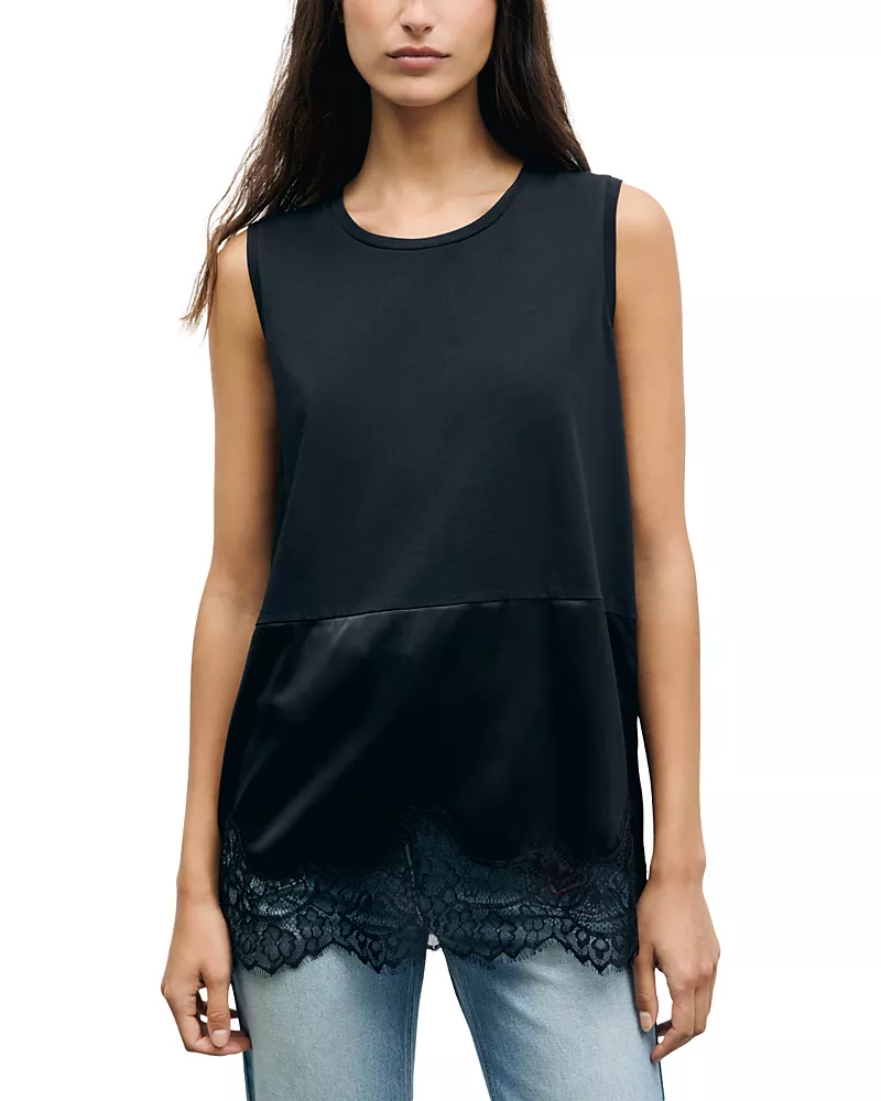 Gerard Darel Baia Mixed Media Sleeveless Top