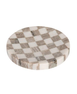  Round Marble Checkered Cheese and Serving Tray