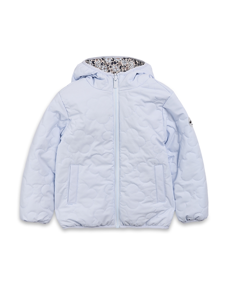 Miles The Label Girls' Flowers Reversible Hooded Jacket - Little Kid, Big Kid In Blue