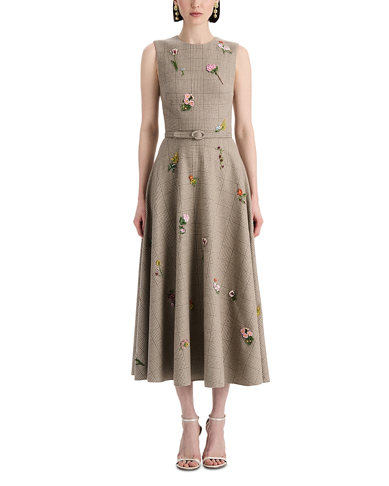 Oscar de la Renta Glen Plaid Midi Dress