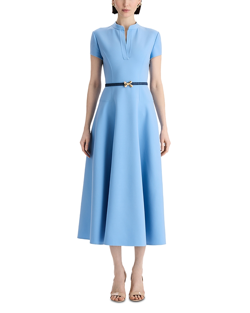 Oscar de la Renta Collared Stretch Wool Day Dress