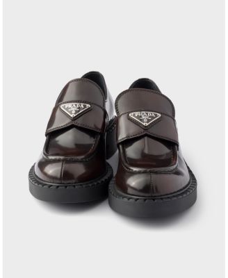 Prada Women's Chocolate Brushed Leather Loafers | Bloomingdale's Shoes