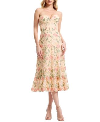 Dress the Population Carina Strapless Sweetheart Floral Ruffle Dress