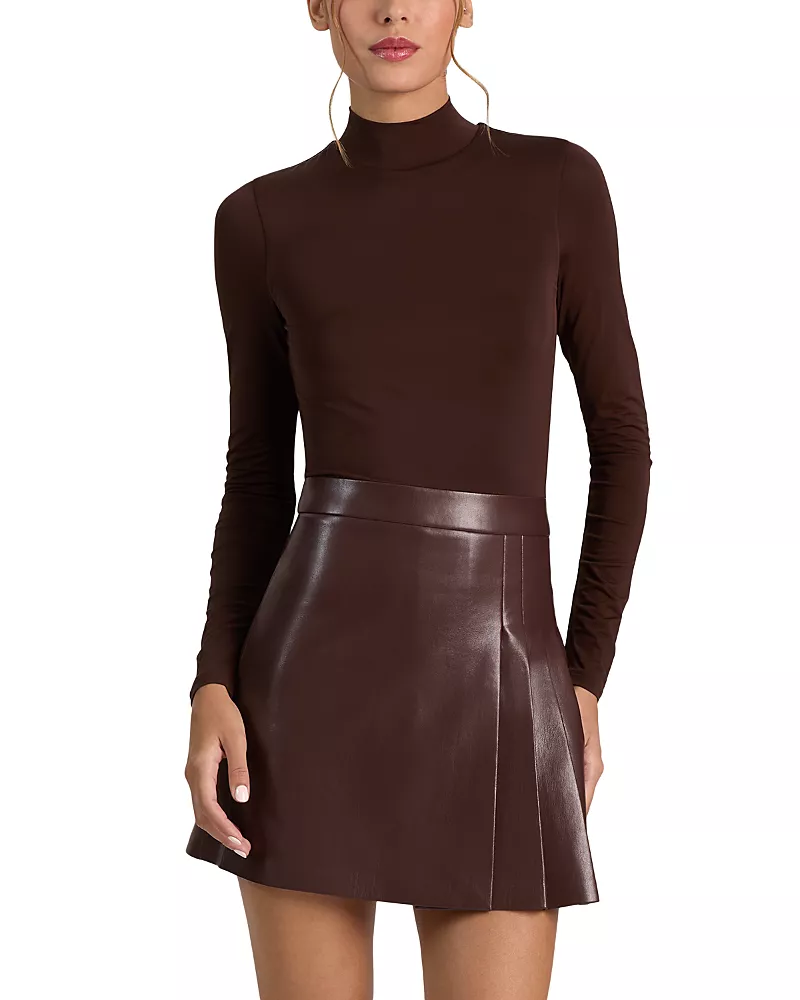 Alice and Olivia Chara Long Sleeve Mock Neck Mini Dress