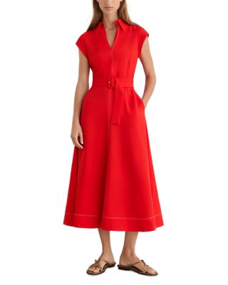 Belted Short Sleeve Midi Dress