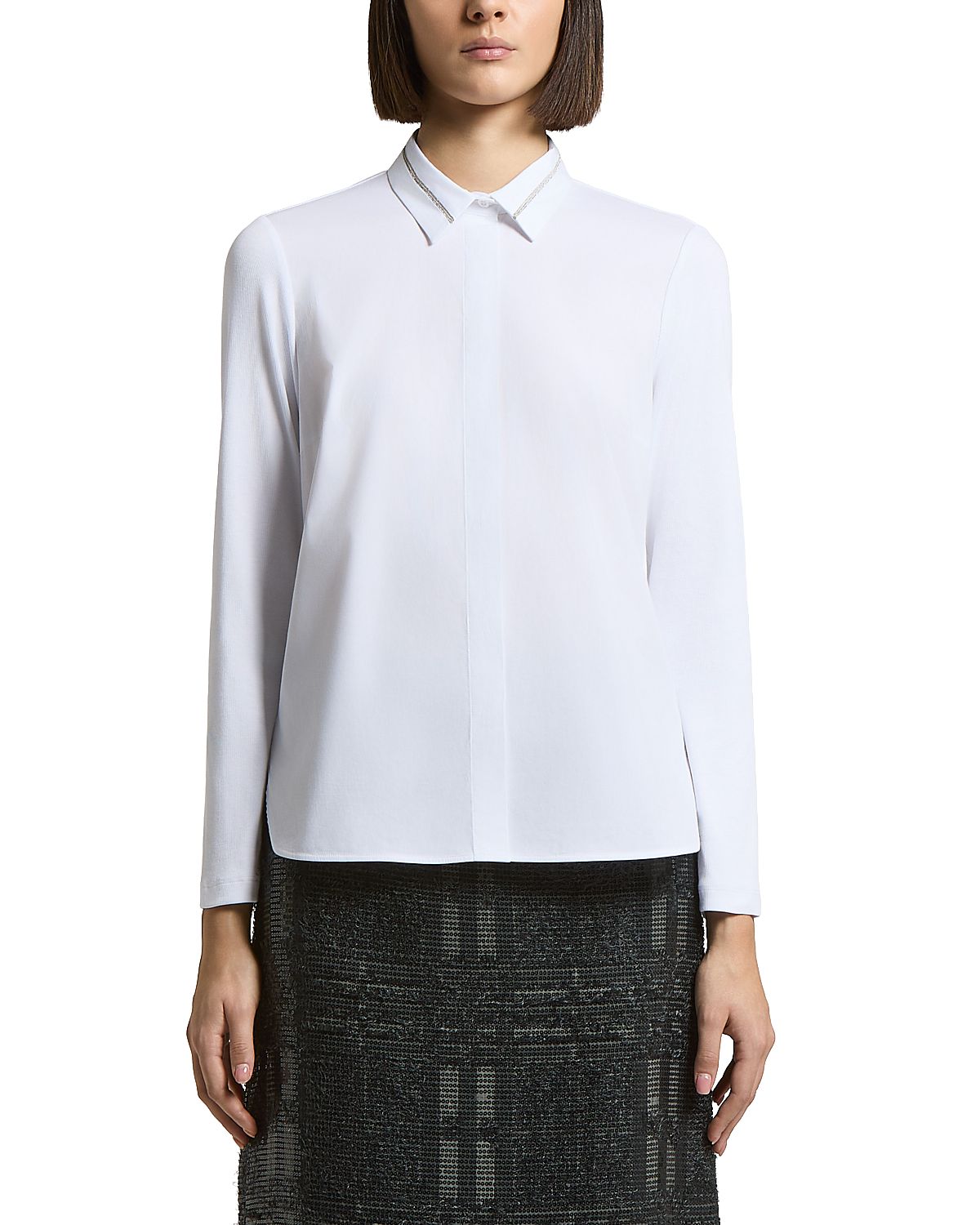 Peserico Stretch Cotton Poplin & Jersey Rib Shirt