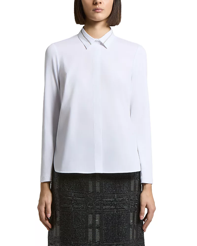 Peserico Stretch Cotton Poplin & Jersey Rib Shirt
