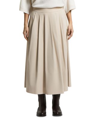 Matte Microfiber Pleated Midi Skirt